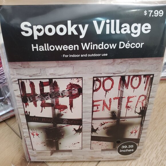 4 Halloween Window Decor Spooky Village Blood Splatter 39" Haunted Horror Lot - Picture 1 of 12